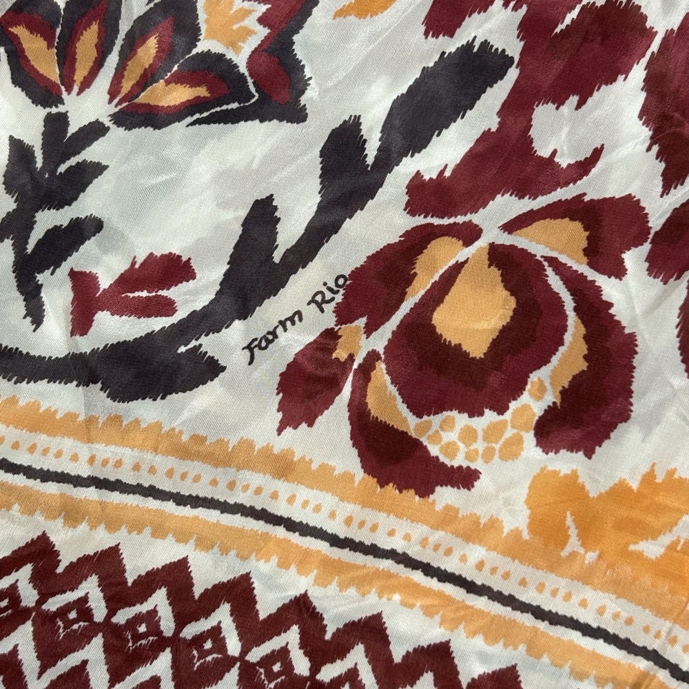 NWOT Farm Rio Cream Toucans Scarf Maxi Dress Womens XS Long Sleeve NO TIE SCARF - Picture 6 of 16